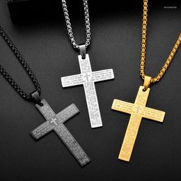 Pendant Necklaces Stainless Steel Retro Christian Single Titanium Scripture Cross Necklace For Women Men Punk Prayer Pendants