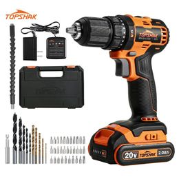 Boormachine TOPSHAK TSED4 20V 13mm Electric Impact Drill Cordless Screwdriver 45N.m Torque With 1pc Battery EU/US Plug with Accessories