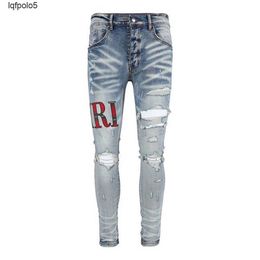 Designer Men's Jeans Split Denim Pants Mens Slim Fit Casual Hip Hop Button Pant Men Elastic Women's Hole Slim Purple Jean True HYJS HYJS 573