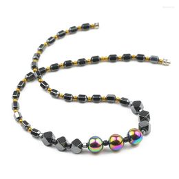 Pendant Necklaces Colourful Round Beads Handmade Natural Hematite Stone Black Faceted Necklace Fashion Jewellery Ornaments For Party Wear
