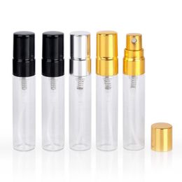 5ml Mini Glass Spray Perfume Bottles With Black Gold Silver Cap Travel Portable Empty Perfume Vials Sjbdk