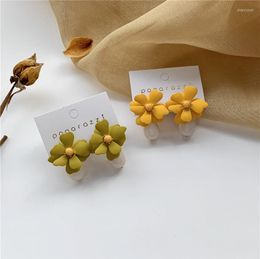 Stud Earrings Needle Hanging Flower After South Korea Temperament Contracted D1072 Super Fairy Maiden Elegant Earring