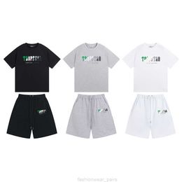 Men's T-shirts Designer Fashion Clothing Tees Tsihrts Shirts Trapstar Green White Towel Embroidery Brand Loose Relaxed Mens Womens Short Sleeve Shorts Set for Men