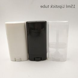 50pcs 15g/15ml deodorant container lip balm tube white and clear flat empty lipstick tube Igsib