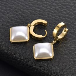 Dangle Earrings Fashion Classic Luxury Titanium Steel Geometric Square Wear Sleeping Shower Women Jewellery 2023