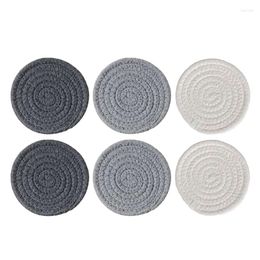 Table Mats 6 Packs Round Coasters For Drinks Vintage Woven Set Protection Fabric Heat-Resistant