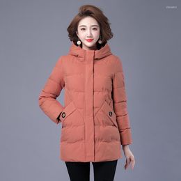 Women's Trench Coats Winter Down Cotton Jacket Womens 2023 Korean Short Hooded Coat Women's Loose Thickened Warm Plus Size Parker