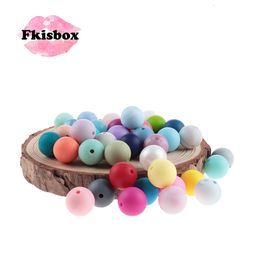 Baby Teethers Toys Fkisbox 500pcs Silicone 15mm Round Loose Beads Baby Teether Pacifier Chain Accessories Tooth Nursing Chewable Gift DIY BPA Free 230617