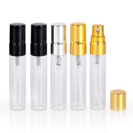 5ml Mini Glass Spray Perfume Bottles With Black Gold Silver Cap Travel Portable Empty Perfume Vials Drdol