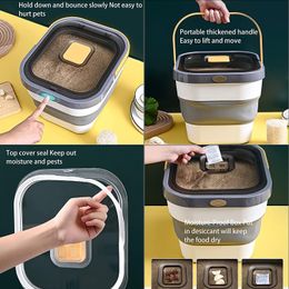 Feeding 10Kg Foldable Pet Food Storage Container Bin for Dog Cat Dry Food Bucket Household Rice Sealed Container Pet Accessories