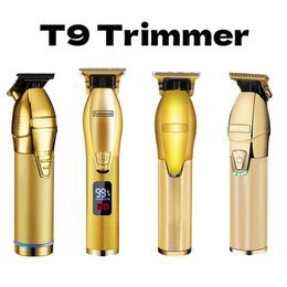 Hair Trimmer Gold Professional Hair Trimmer Clipper For Men Rechargeable Barber Cordless Hair Cutting T9 Hair Styling Beard Trimmer S9 Machin 230617