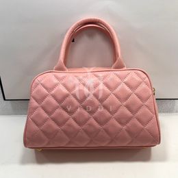 Bolsa de grife rosa feminina Caviar Lattice bolsas de luxo Grande capacidade Moda média Bolsa de viagem em forma de travesseiro