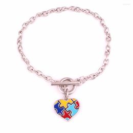 Charm Bracelets Drop Autism Awareness Jewellery Zinc With Multi Enamel Hope Heart Puzzle Piece Toggle OT