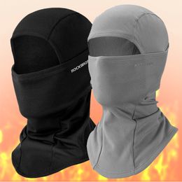 Cycling Caps Masks ROCKBROS 2PCS Winter Motorcycle Balaclava Training Hiking Fishing Cycling Mask Scarfs For Helmet Cap Keep Warm Sport Moto Scarf 230617