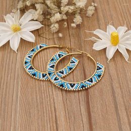 Hoop Earrings GO2BOHO 2023 Trend Miyuki Beads Earring Big Flower Ladies Stainless Steel Circle Jewelry Handmade Ear Ring Gifts