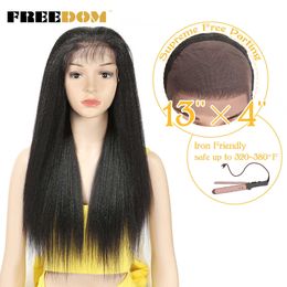 Woman 13x4 Synthetic Lace Front Wigs For Black Women Yaki Straight 26 inch Long Brown Blonde Lace Wigs Heat Resistant 230524