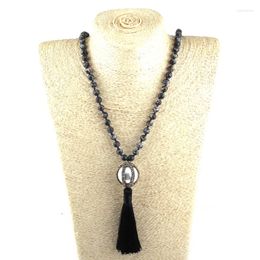 Pendant Necklaces Fashion Bohemian Tribal Jewelry Empire Stone Knotted Big Pearl Pave Ball Tassel Necklace