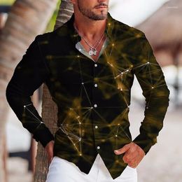 Men's Casual Shirts Vintage Fashion For Men Starry Sky Print Oversized Button Long Sleeve Top Mens Clothes Office Designer And Blouses