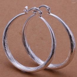 Hoop Earrings 925 Silver Color Top Quality Fashion Design Round 4CM Women Lady Wedding Beautiful Charm Cute Earring Jewelry