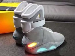 Automatic Laces Air Mag Sneakers Marty Mcfly's air mags Led Shoes Men Back To The Future Glow In The Dark Grey Boots Mcflys Sneaker With Box Top