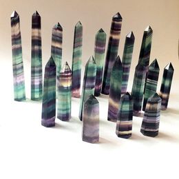 Natural Colorful Fluorite Crystal Quartz Tower Quartz Point Fluorite Crystal Obelisk Wand Healing Crystal 15 sizes Pwwpu
