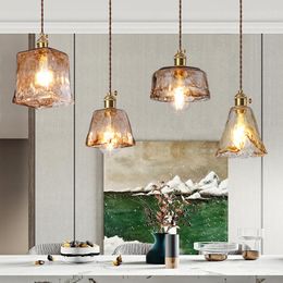 Pendant Lamps Nordic Restaurant Kitchen Island Decorative Lighting Fixtures Amber Glass Lights Dining Bar Bedside Hanging Lamp