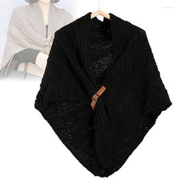 Scarves Knitted Triangle Scarf With Leather Buckle Warm Slits Thickened Triangular Cape Suitable For Autumn