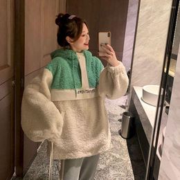 Women's Hoodies Imitation Lamb Wool Women EA Thicken Autumn Winter Student Korean Loose Casual Pullover Coat Thick Hoodie Fashion Velvet