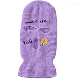 Berets Balaclava Mask Hat Winter Cover Keep Warm Purple Halloween Caps For Party Motorcycle Bicycle Ski Cycling Ladies Men