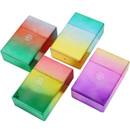 Latest Cool Smoking Rainbow Gradient Cigarette Cases Plastic Storage Box Innovative Housing Automatic Spring Opening Flip Moistureproof Stash Case