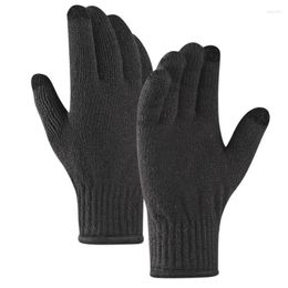 Cycling Gloves Unisex Touch Screen Knit Waterproof Windproof Velvet Outdoor Hiking Camping