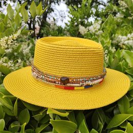 Fashion Face Masks Neck Gaiter Women Chain Straw Hat 7cm Brim Boater Beach Sun Travel Cap Lady Summer Wide Protect Hats Wholesale 230617