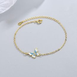 Link Bracelets 5pcs/ Arrival Blue Butterfly For Women Temperament Gold Plated Charm Bracelet Friendship Simple Jewellery Gifts