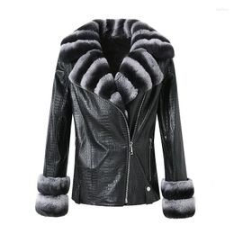 Women's Leather 2023 Women Sprint Autumn Jacket Detachable Vest Lady Luxury Coat Sheepskin Rex Fur Collar NZ5394B