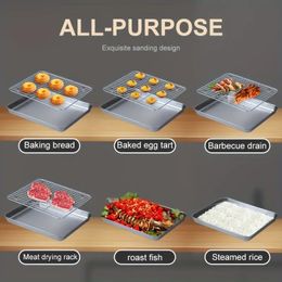 1pc Flatback Baking Pan Baking Baking Pan With Mesh Rack, Rotisserie Pan Square Multi-purpose Plate Thickened Sushi Dessert Snack Tray Flatback Barbecue Pan