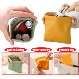 Storage Bags Mini Exquisite Portable Pu Earphone Wire Bag Cosmetics Lipsticks Holder Case Coin Cards Pouch Jewelry Sundries Organizer