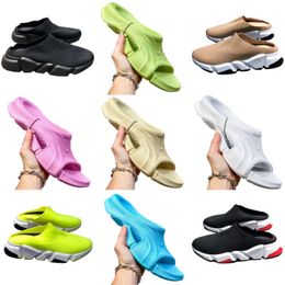 Slippers men's EVA beach shoes women's brand designer shoes stretch cloth half slippers waterproof slide non-slip letter casual shoes open toe swimming pool shoes flat