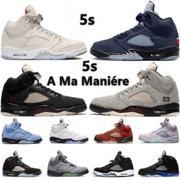 Jumpman 5 5s Mens Basketball Shoes Craft A Ma Maniere x Black Georgetown Light Bone University Blue Aqua Bluebird Easter Raging Bull Men Trainers Sports Sneakers