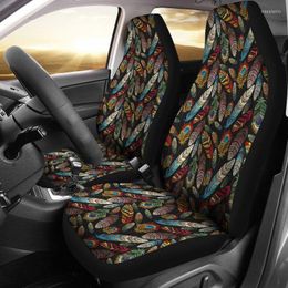 Car Seat Covers Colorful Feathers Pair 2 Front Protector Accessories