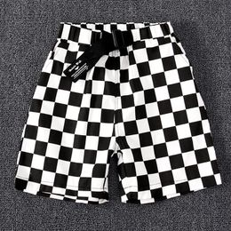 Shorts Boy Summer Short Pant Cotton Black and White Chequered Relaxed Elastic Clothes for Teens Size 4 6 8 10 12 14 pantalones 230617