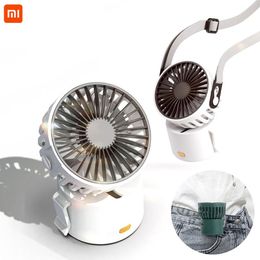 Fans Xiaomi Creative Portable Hanging Neck Mini Fan Usb Rechagreable Silent Travel Handheld Air Cooling Fan Office Home Room Table