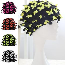 Swimming caps Swim Women Stylish Retro Swimming with Butterflies Pearls Decor for Long Hair Ladies Keep Hair Dry 230617