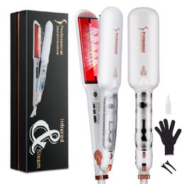 Prostownicy włosów w podczerwieni para prostownica podwójne napięcie o szerokości 2 cali Salon fryzjerski Par Par Styler Ceramiczny Tourmaline Flat Iron 230617