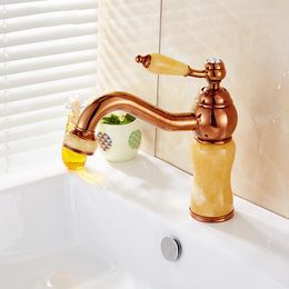 Bathroom Sink Faucets Deck Mounted Brass And Jade Faucet Basin Mixer Tap Bath With Water Hose