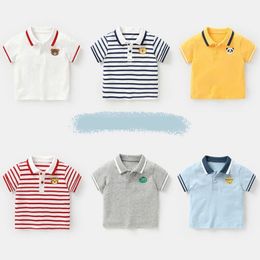 Polos Summer Children's Clothing Baby Boys Girls Polo Shirt Toddler Short Sleeve Striped T-shirt Infant Clothes Kids Breathable Tops 230617