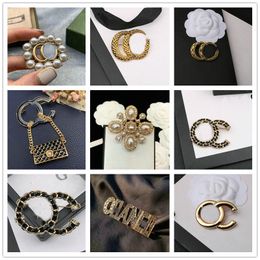 High Quality S Desinger Double Letter Rhinestone Pearl Brooches Pin Jewellery Woman Accessories