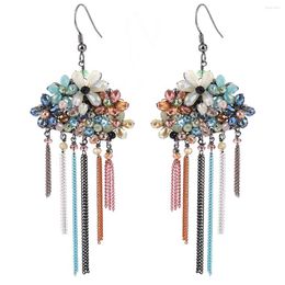 Dangle Earrings Design Multicolor Crystals Beaded Bohemia Hook Ear-ring Handmade Statement Exquisite Women Party Prom Jewelry Bijou