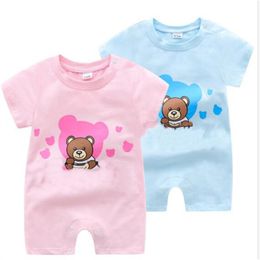 Summer Baby Rompers Short Sleeve Cartoon Climbing Cotton Newborn Girl Boy Jumpsuit Pajama Designer Toddlers Kids Clothes