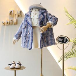 Jackets Factory Wholesale Girls Good Quality Coats 2023 Autumn Elegant Tweed Tassel For Children Kids Outerwear 3-10Y Ws1113