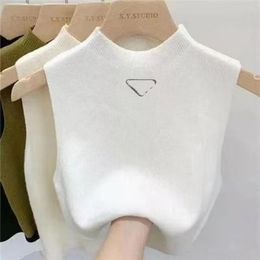 Designer t shirts women vests women knits tees T shirt spring summer knitted sleeveless vest anagram regular cropped cotton jersey camis female vest sweater tees s xl